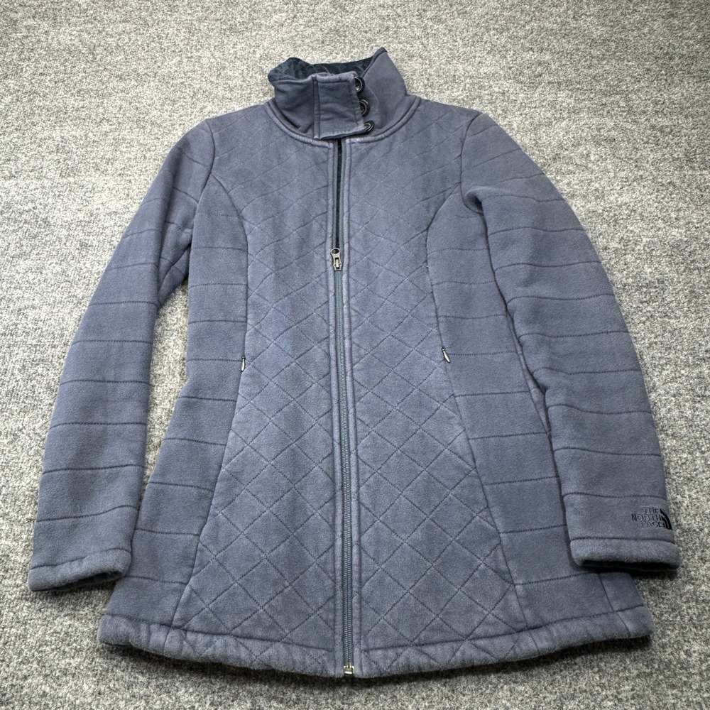 The North Face Parka Jacket Womens Small Blue Crescent Quilted Fleece Plush Coat